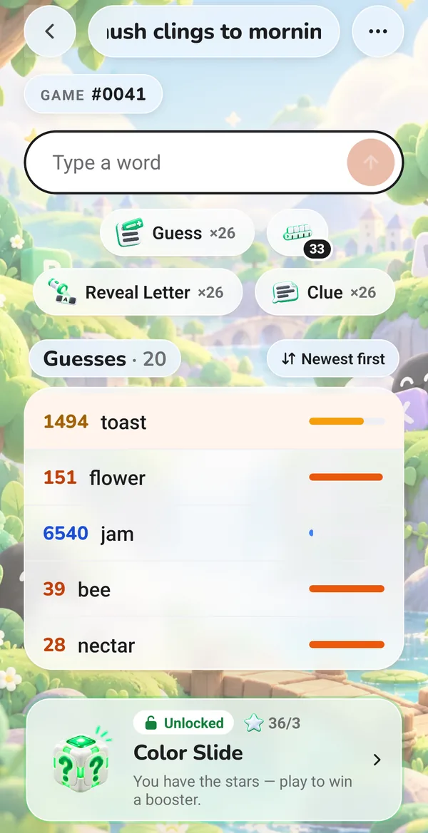 Game screen: type a word to guess