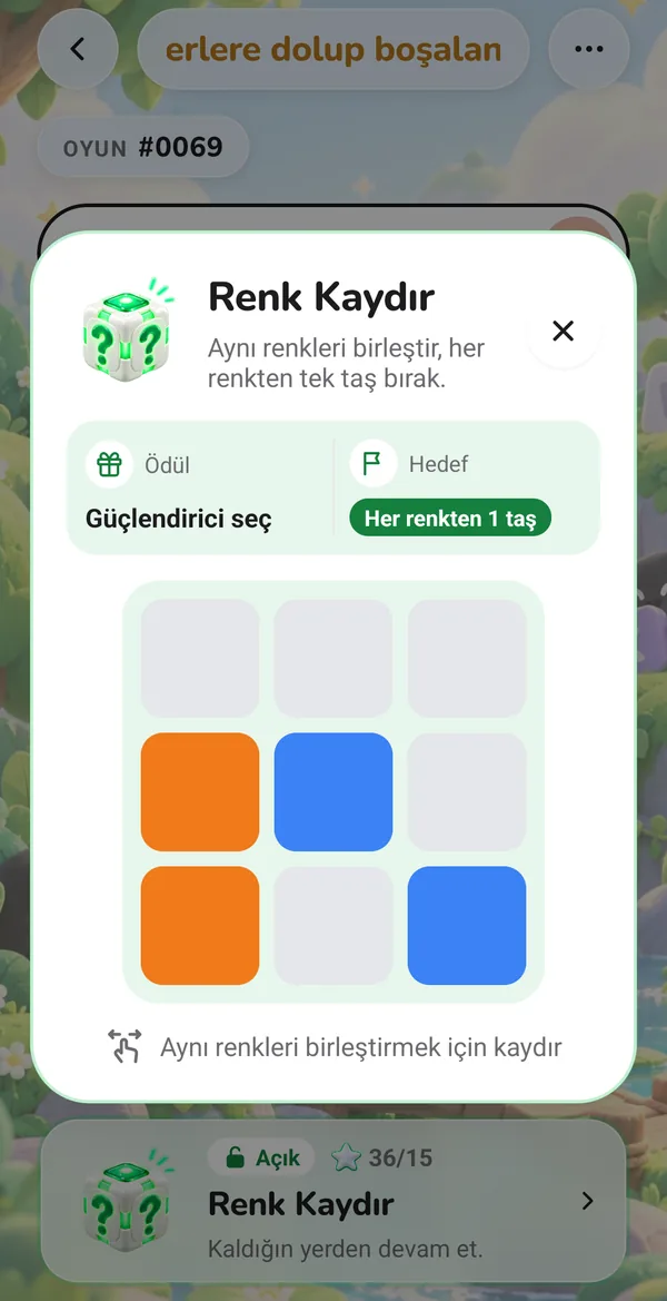Renk Kaydır: aynı renkleri birleştir, güçlendirici kazan
